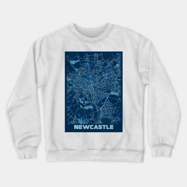 Newcastle - United Kingdom Peace City Map Crewneck Sweatshirt by tienstencil
